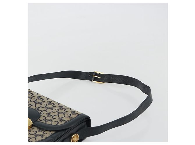 Céline CELINE C Sulky Shoulder Bag Canvas Black Gold Auth mr2664 Nero D'oro - vista 8