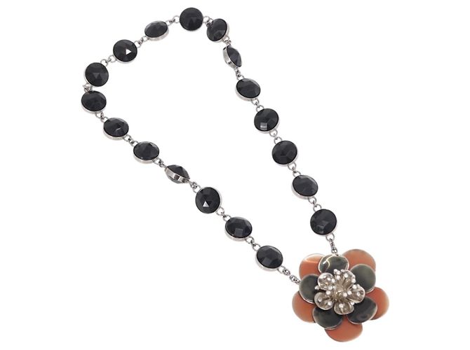 Collana Miu Miu Metal Black Silver Auth BA14047A Nero Argento - vista 2
