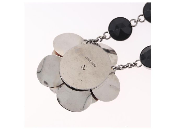 Collana Miu Miu Metal Black Silver Auth BA14047A Nero Argento - vista 8