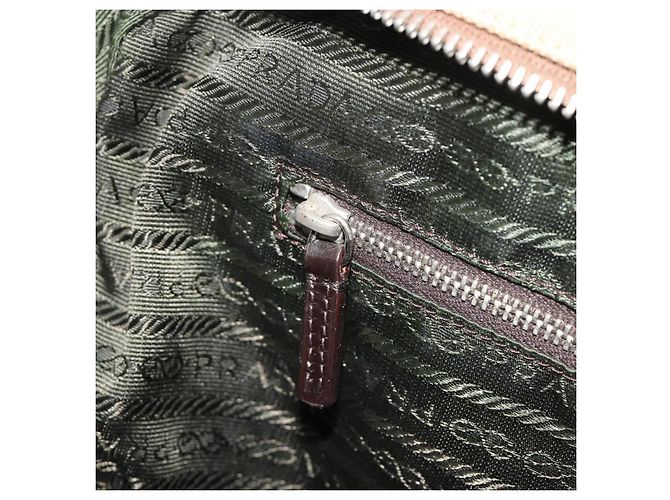 Borsa PRADA in tela beige argento Auth ka5146A - vista 25