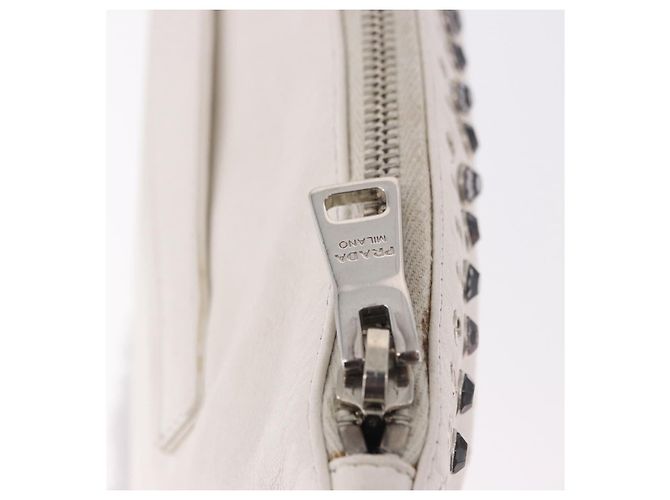 Clutch PRADA in pelle bianco e argento Auth BA13824V - vista 10