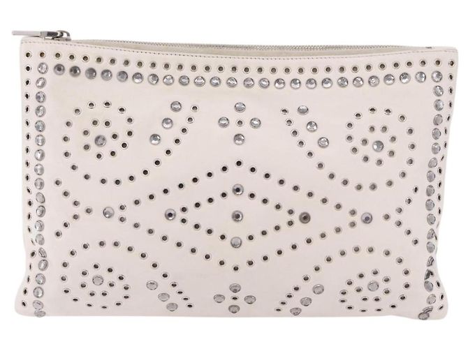 Clutch PRADA in pelle bianco e argento Auth BA13824V - vista 13