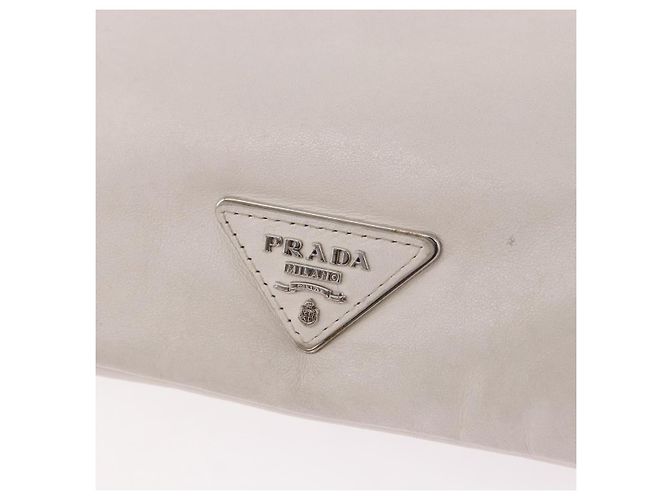 Clutch PRADA in pelle bianco e argento Auth BA13824V - vista 17