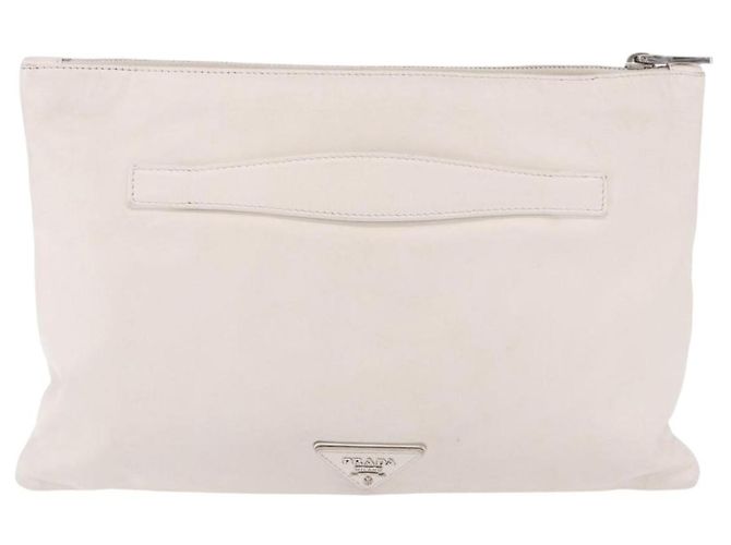 Clutch PRADA in pelle bianco e argento Auth BA13824V - vista 2