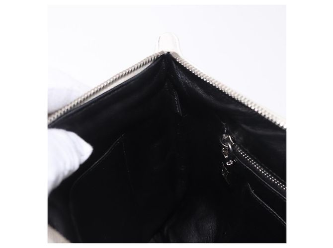 Clutch PRADA in pelle bianco e argento Auth BA13824V - vista 20