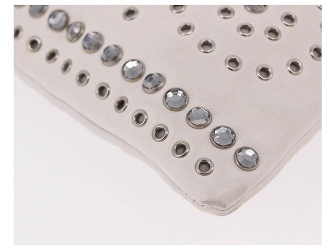 Clutch PRADA in pelle bianco e argento Auth BA13824V - vista 9