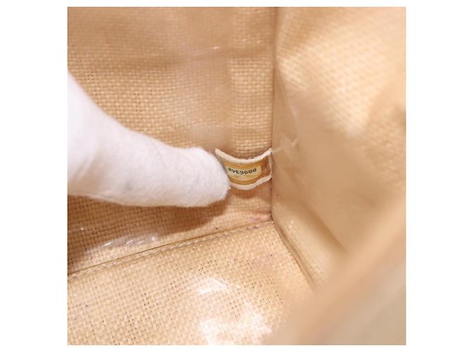 Borsa Tote con tracolla a catena CHANEL in Raffia Beige Oro CC Auth 191448V D'oro - vista 12