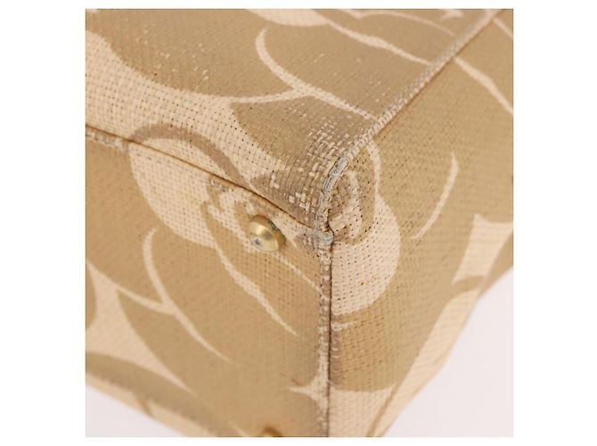 Borsa Tote con tracolla a catena CHANEL in Raffia Beige Oro CC Auth 191448V D'oro - vista 16