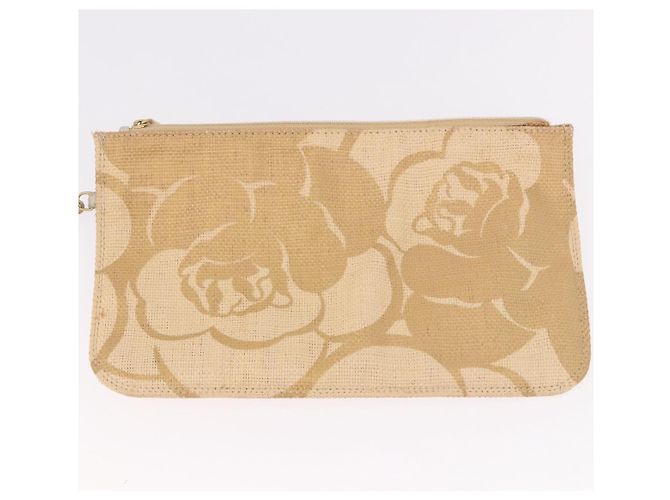 Borsa Tote con tracolla a catena CHANEL in Raffia Beige Oro CC Auth 191448V D'oro - vista 19