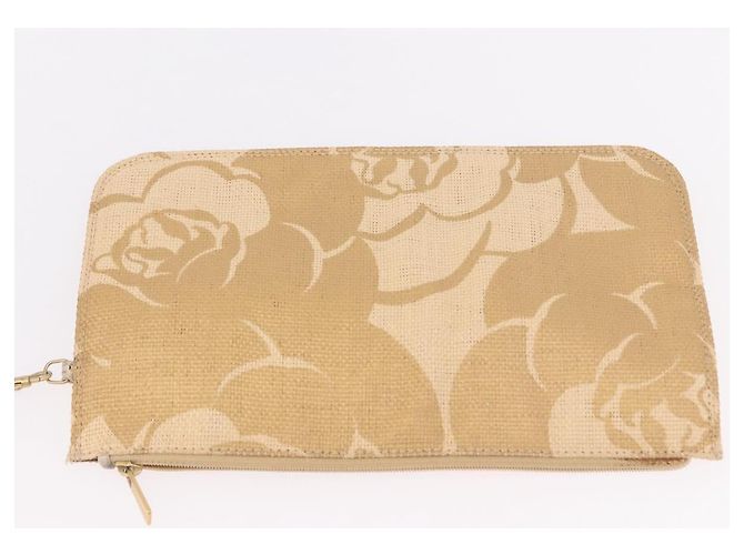 Borsa Tote con tracolla a catena CHANEL in Raffia Beige Oro CC Auth 191448V D'oro - vista 20