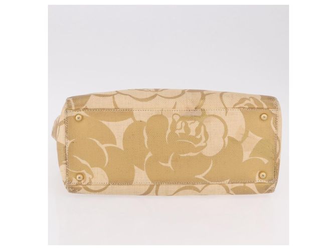 Borsa Tote con tracolla a catena CHANEL in Raffia Beige Oro CC Auth 191448V D'oro - vista 5