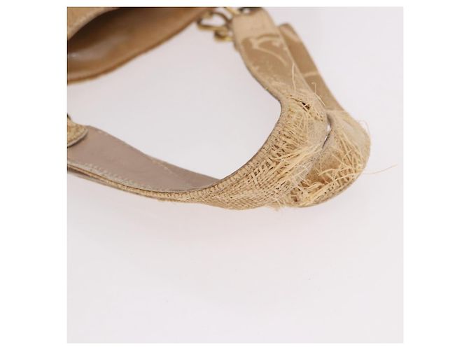 Borsa Tote con tracolla a catena CHANEL in Raffia Beige Oro CC Auth 191448V D'oro - vista 7