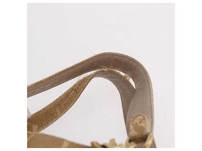 Borsa Tote con tracolla a catena CHANEL in Raffia Beige Oro CC Auth 191448V D'oro - vista 8
