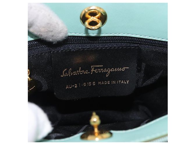 Borsa Salvatore Ferragamo Vala Canvas 2way Verde Oro Auth 191655A D'oro - vista 12