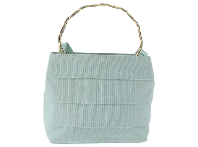 Borsa Salvatore Ferragamo Vala Canvas 2way Verde Oro Auth 191655A D'oro - vista 2