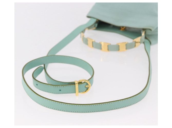Borsa Salvatore Ferragamo Vala Canvas 2way Verde Oro Auth 191655A D'oro - vista 9