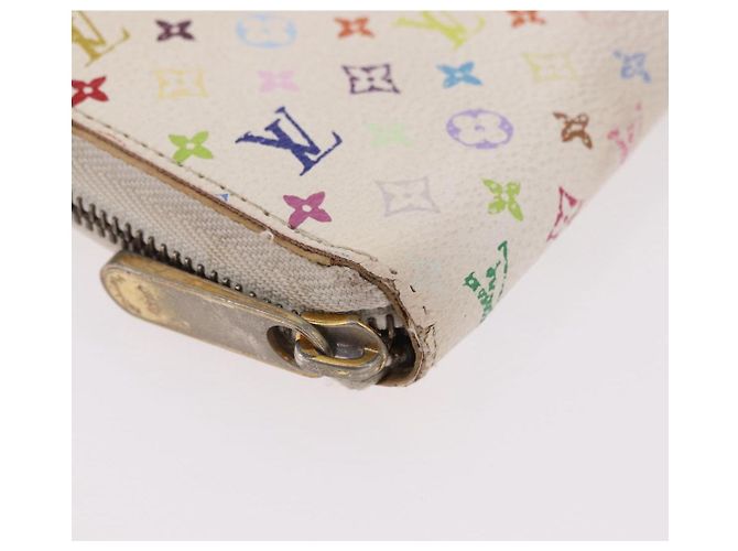 LOUIS VUITTON Monogram Multicolor Zippy Wallet White M60274 LV Auth BA14074 Bianco Monogramma - vista 7