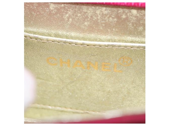 Borsa a tracolla CHANEL V Stitched Chain in raso Rosa e Oro CC Autentica 186601 D'oro - vista 10