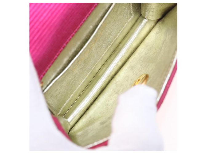 Borsa a tracolla CHANEL V Stitched Chain in raso Rosa e Oro CC Autentica 186601 D'oro - vista 11