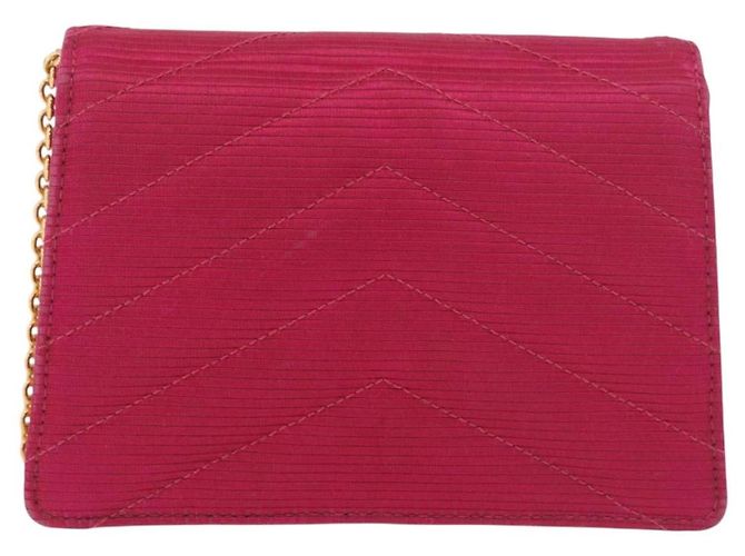 Borsa a tracolla CHANEL V Stitched Chain in raso Rosa e Oro CC Autentica 186601 D'oro - vista 2