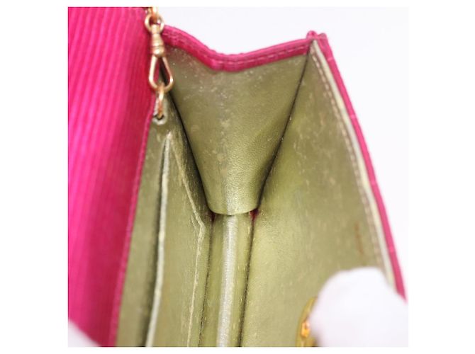 Borsa a tracolla CHANEL V Stitched Chain in raso Rosa e Oro CC Autentica 186601 D'oro - vista 20