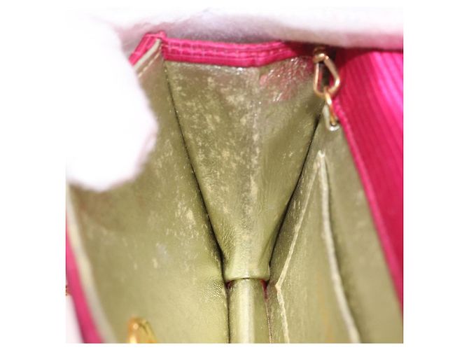 Borsa a tracolla CHANEL V Stitched Chain in raso Rosa e Oro CC Autentica 186601 D'oro - vista 21