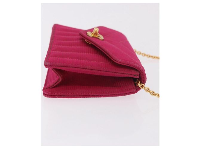 Borsa a tracolla CHANEL V Stitched Chain in raso Rosa e Oro CC Autentica 186601 D'oro - vista 3