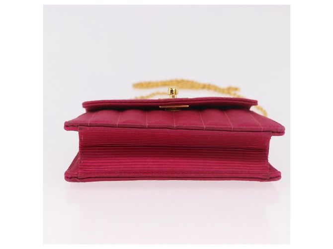 Borsa a tracolla CHANEL V Stitched Chain in raso Rosa e Oro CC Autentica 186601 D'oro - vista 5