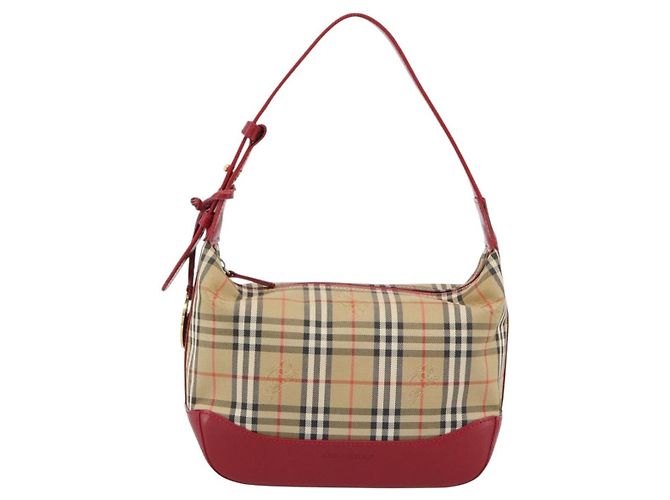 Borsa a mano BURBERRY Nova Check in tela Beige Gold Auth mr2701 D'oro - vista 13
