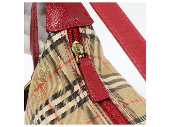 Borsa a mano BURBERRY Nova Check in tela Beige Gold Auth mr2701 D'oro - vista 18