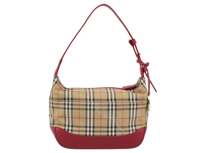 Borsa a mano BURBERRY Nova Check in tela Beige Gold Auth mr2701 D'oro - vista 2