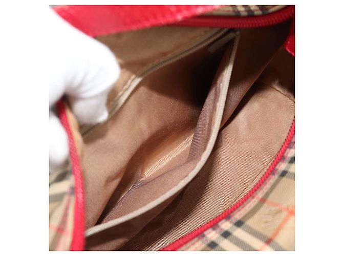 Borsa a mano BURBERRY Nova Check in tela Beige Gold Auth mr2701 D'oro - vista 21
