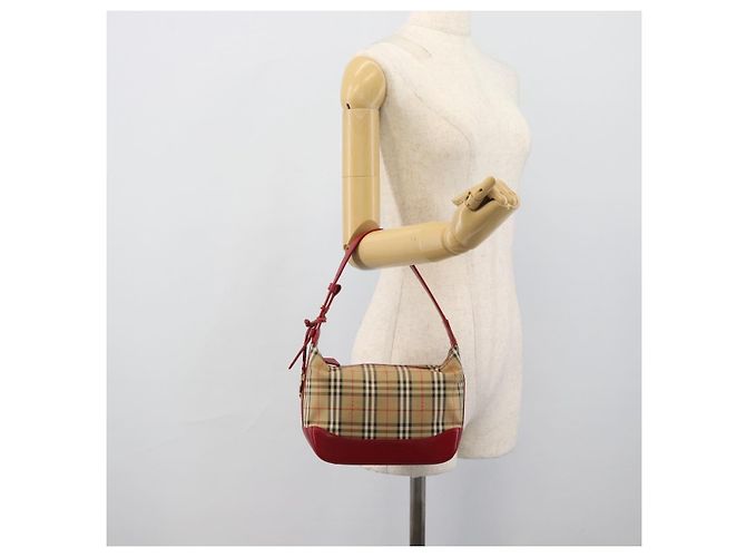 Borsa a mano BURBERRY Nova Check in tela Beige Gold Auth mr2701 D'oro - vista 23