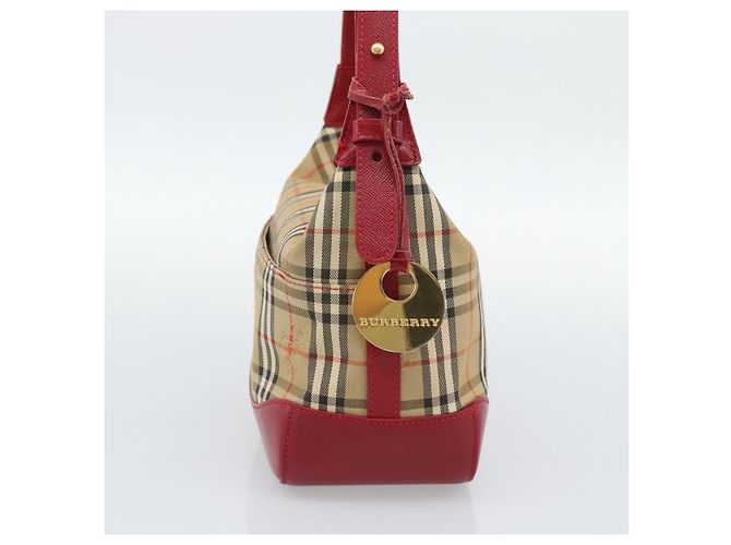 Borsa a mano BURBERRY Nova Check in tela Beige Gold Auth mr2701 D'oro - vista 3