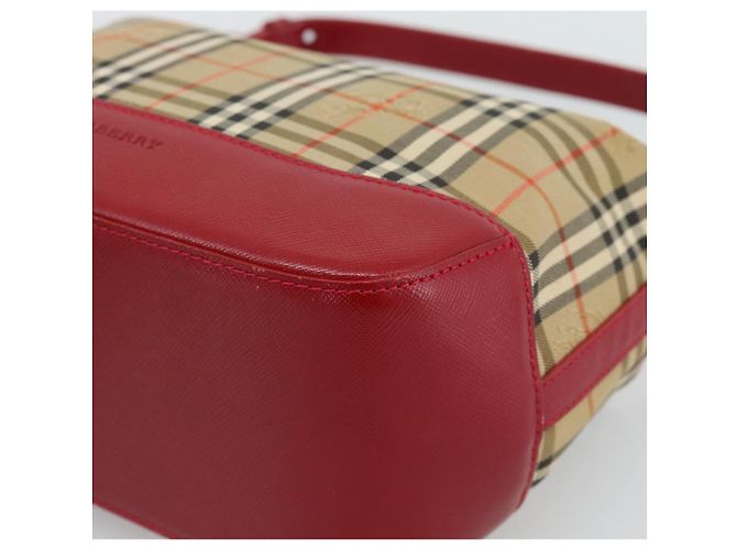 Borsa a mano BURBERRY Nova Check in tela Beige Gold Auth mr2701 D'oro - vista 9