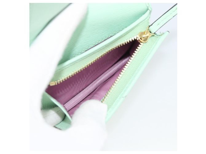 GUCCI Bananya Cartera Compacta de Cuero Verde Menta 701009 Auth 191625M - vista 10