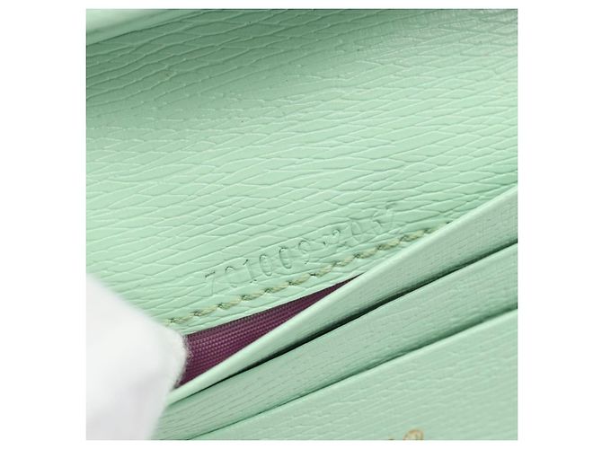 GUCCI Bananya Cartera Compacta de Cuero Verde Menta 701009 Auth 191625M - vista 11