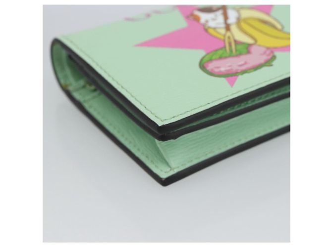 GUCCI Bananya Cartera Compacta de Cuero Verde Menta 701009 Auth 191625M - vista 14