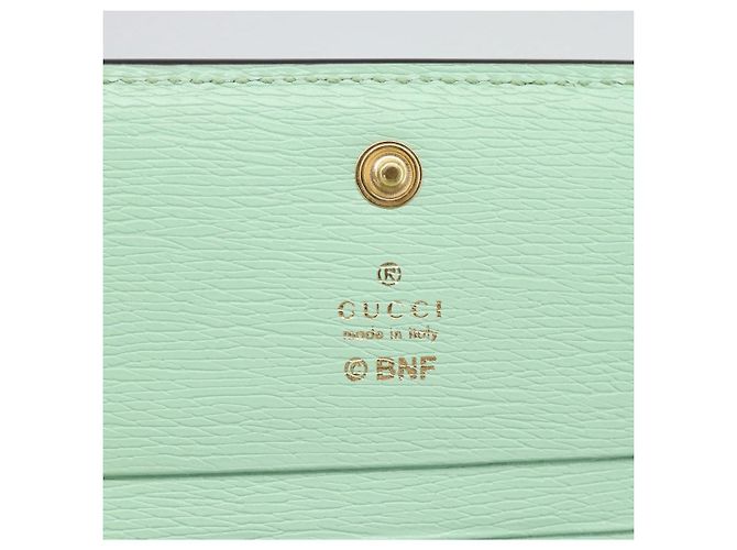 GUCCI Bananya Cartera Compacta de Cuero Verde Menta 701009 Auth 191625M - vista 18