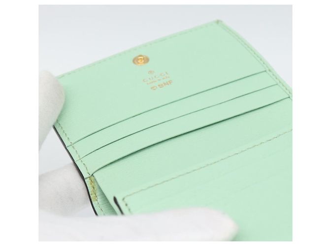 GUCCI Bananya Cartera Compacta de Cuero Verde Menta 701009 Auth 191625M - vista 19