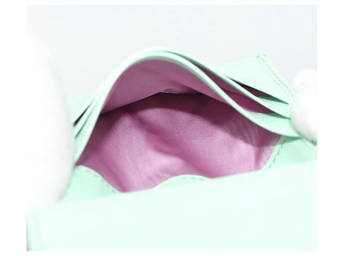 GUCCI Bananya Cartera Compacta de Cuero Verde Menta 701009 Auth 191625M - vista 20