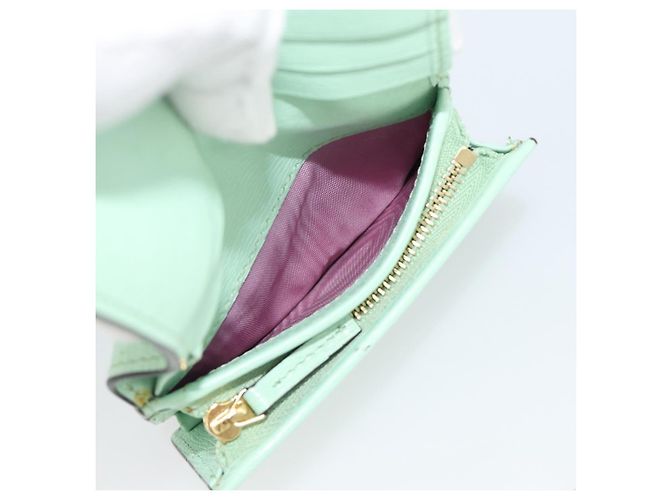 GUCCI Bananya Cartera Compacta de Cuero Verde Menta 701009 Auth 191625M - vista 21