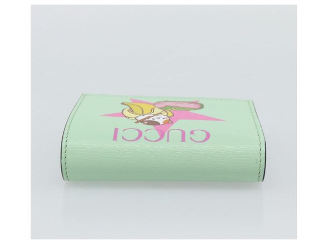 GUCCI Bananya Cartera Compacta de Cuero Verde Menta 701009 Auth 191625M - vista 5