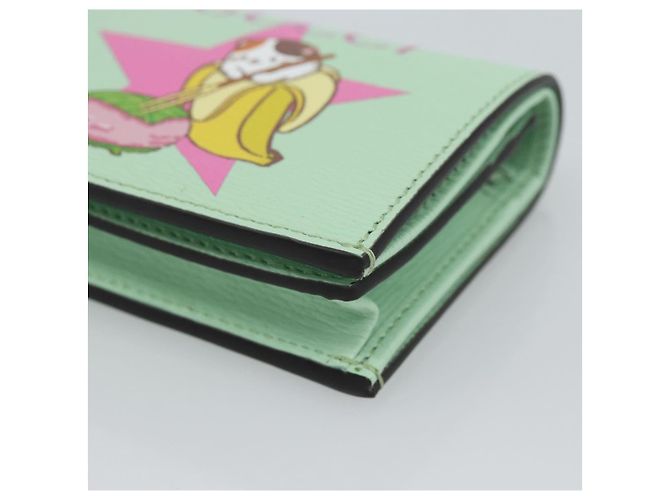 GUCCI Bananya Cartera Compacta de Cuero Verde Menta 701009 Auth 191625M - vista 7