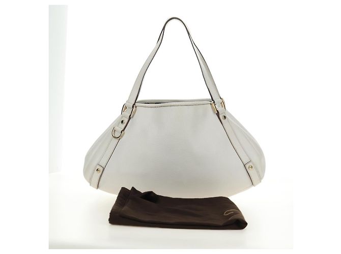 Borsa Tote Abbey GUCCI in pelle bianca e oro 130736 Auth 191308V Bianco D'oro - vista 12