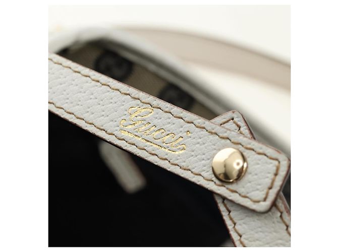 Borsa Tote Abbey GUCCI in pelle bianca e oro 130736 Auth 191308V Bianco D'oro - vista 17