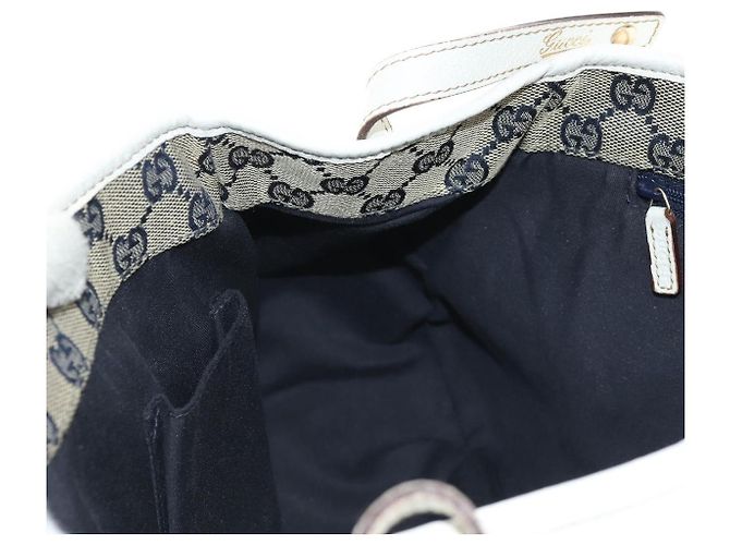 Borsa Tote Abbey GUCCI in pelle bianca e oro 130736 Auth 191308V Bianco D'oro - vista 19
