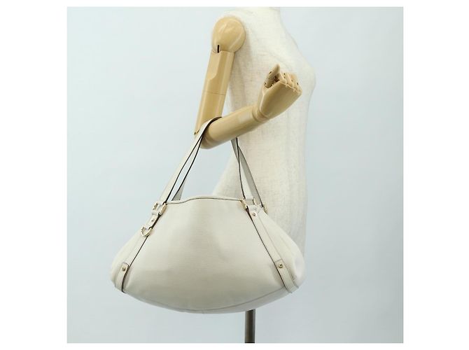 Borsa Tote Abbey GUCCI in pelle bianca e oro 130736 Auth 191308V Bianco D'oro - vista 23
