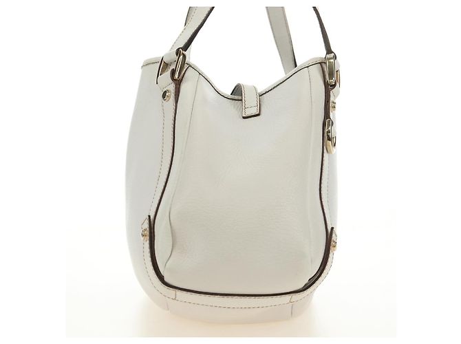 Borsa Tote Abbey GUCCI in pelle bianca e oro 130736 Auth 191308V Bianco D'oro - vista 3