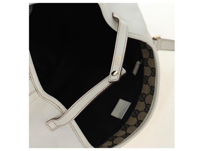 Borsa Tote Abbey GUCCI in pelle bianca e oro 130736 Auth 191308V Bianco D'oro - vista 9